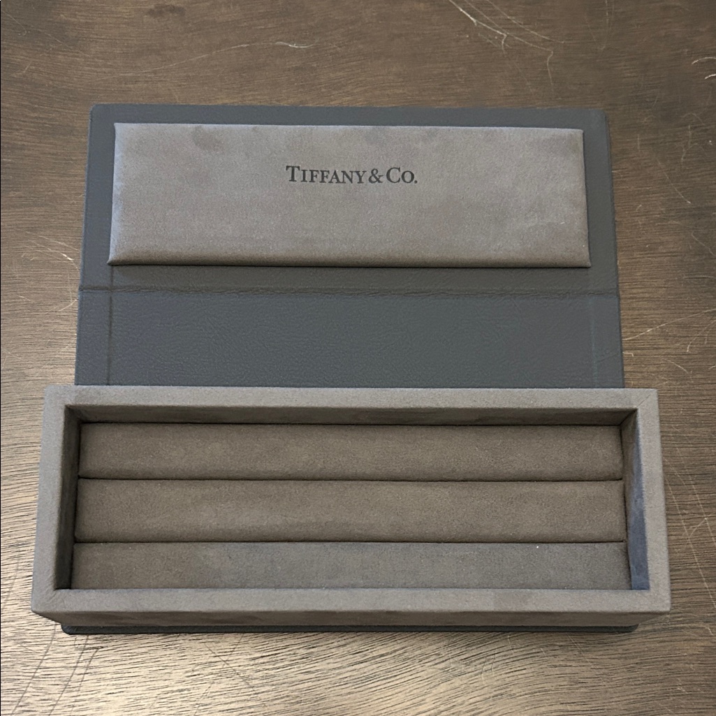 Tiffany & Co. Black Gray Suede Jewelry Ring Roll Organizer